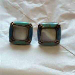 Amazing Turquoise, Denim Lapis and Mother of Pearl Earrings